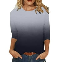 Тениски за жени модерни върхове от ръкав от печат на шията дълга блуза средна тениска блуза дамски тениски
