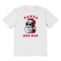 Коледна ваканция Санта бае графична тениска за бял мъжки памук