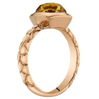 Ораво КТ възглавница изрязан жълт цитрин пръстен в 14к Розово злато