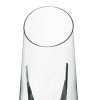 Прозрачна стъклена ваза в черна метална стойка