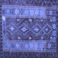 Ahgly Company Machine Wareable Indoor Rectangle Southwestern Blue Country Area Rugs, 8 '12'