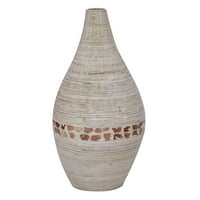 31 завъртайте бамбуково пода ваза - бамбук в затруднено бяло w кокосова черупка