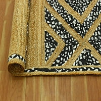 Индийски ръчно изработен бежов черен юта памучен килим за домашен декор легло стая зона за килим домашен офис квадрат на пода