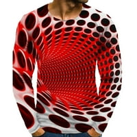 Тениски с кръгла шия за мъже Мъжки печат на яка пуловер върхове ежедневни тънки годни тениски с дълъг ръкав с дълъг ръкав от мъжки