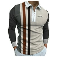 Wofedyo Polo ризи за мъже Мъжки цип с изключване на яката върхове блуза солидна риза с поло с дълъг ръкав за мъже за мъже