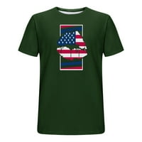 HOT6SL ризи за мъже Мъжки тениска печат спортни тениски ръкав кръг-деколте блузи и ризи Графични тийнейджъри мъже Ден на независимостта