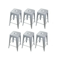 Дизайн група брояч Височина метални столове без гръб, сив, набор от 6