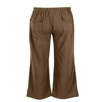 Мъже плюс размер плътни цветове панталони с пълна дължина небрежна еластична талия на панталони с много джоба на талията