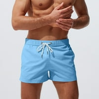 Yubatuo Мъжки плувни стволове Бързи сухи плажни къси панталони с джобове с цип и мрежест син m