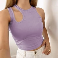 Дамски летни тренировки без ръкави върхове y2k твърд цвят резервоар топчета тънък прилягане на жилетка за изрязване на рамото