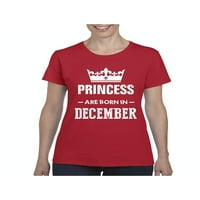 - Женска тениска с къс ръкав, до жени с размер 3XL - подарък за рожден ден принцеса се раждат през декември