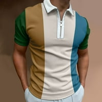 Мъже поло ризи Лято солиден цвят цип Zipper Up Color Block Поло ризи с къс ръкав блуза за мъже върхове мъжки меки ежедневни дрехи активни дрехи дрехи