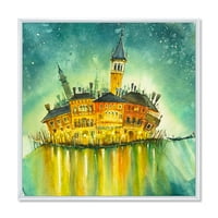 Дизайнарт 'портрет на идиличния Остров Венеция през нощта' модерна рамка платно стена арт принт