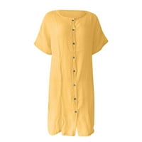 Женски ризи с къс ръкав бутон надолу бизнес ежедневно свободно прилепване на дълги тениски ризи за жени солидна блуза