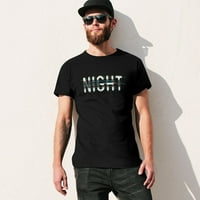 Нощна винтидж тениска Мъжки памук класически екипаж с къси ръкави с къси ръкави Unise Black 4XL