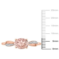 1-Каратов Т. Г. в. Морганит и диамант-акцент 14кт годежен пръстен с Розово злато
