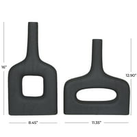Космополитен 8в, 16 ч керамична модерна ваза, черна, 2-парче