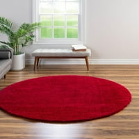 Уникален стан Calabasas соло килим червен 7 '10 Кръгъл солиден комфорт Перфектен за входна стая за трапезария Детска стая стая