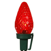 Vickerman Red Twinkle C LED светлина върху зелена тел, 16 'Коледна единична светлинна светлина