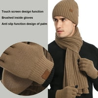 Комплект плетена шапка устойчива супер мека акрилна фибри за шахта ръкавици по -топъл комплект за мъжки