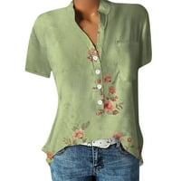 Homadles дамски летни върхове v Вратни тениски- ежедневни отпечатани ежедневни тениски зелени размери 3xl