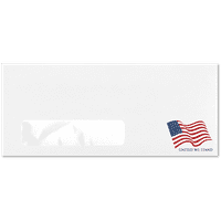 Хартия прозорец пилинг и натиснете плик с патриотичен флаг дизайн, бял, 1 2, пакет