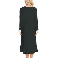 Клирънс дамска мода за жени ежедневни рокли с дълъг ръкав с квадратно деколте от средата на Калф Домване за размери плюс рокли