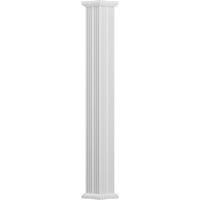 6 9 ' Ендура-алуминиева колона, квадратен вал, заострен, Нагънат, текстуриран бял завършек с капитал и база