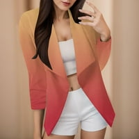 Pedort Women Button Business Jackets Business Long Loweve Blazer Work Office Coats Slit Jacket Orange, 2XL