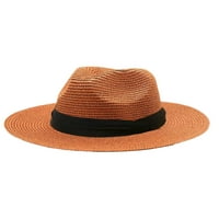 Inevnen panama слама за жени лятната плажна слънчева шапка широк ръб fedora cap upf50+