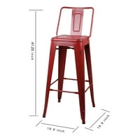 Дизайн група бар височина средно обратно метални столове, сьомга червено, набор от 2