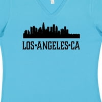 Inktastic Los Angeles California City City Skyline Женски тениска с V-образно деколте