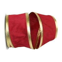 Хартия Коледа червено червено Полиестер панделка, със злато тапицерия 10д 4ин, 1 пакет
