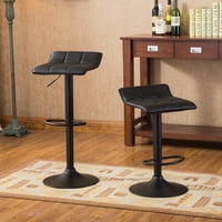 Кръгла мебел Белхил бар стол с въртяща се и регулируема височина, Черен, комплект от 2 броя
