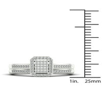 1 4к ТДВ диамант с стерлинги Сребърна възглавница форма клъстер ореол булчински комплект