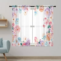 Colisha -set rod Pocket Tulle Window Curtain Floral Voile Window Drape слот отгоре чиста завеса ванация за стил на хола C - W: