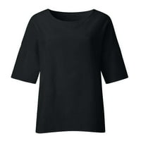 Ризи за спестявания за жени солидни тийнейджъри Grils модни дрехи памучно бельо Crewneck Tee Casual Lool