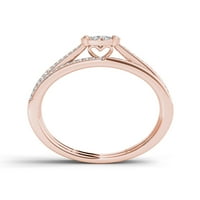 Карат Т. в. диамантен пръстен 10кт Розово злато клъстер годежен пръстен