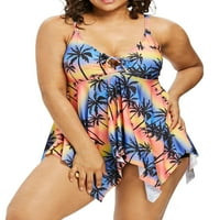 Enwejyy женски бански костюм плюс размер бански костюм печат момчета + плуване на танкени хаваи плаж бански костюми