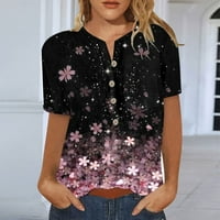 Дамски върхове модни тениски с къс ръкав v-образно деколте флорална блуза s-4xl розово