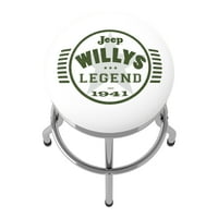 Джип Уилис легенда зелена степен въртящ се оребрен барстол с пяна подплатена седалка, хромирана основа