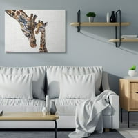 Ступел индустрии сладко бебе жираф семейство Животни акварел живопис супер платно стена изкуство от Джордж Дяченко