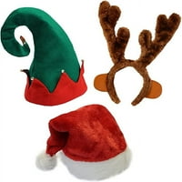 Забавни парти шапки коледни шапки, включително шапка на Дядо Коледа, шапка на Елф и еленови рога