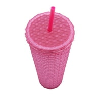 Крепежни елементи 26 унции Акрилна матова текстурирана чаша със слама, розова