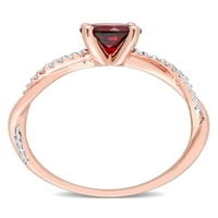 1-Каратов Т. Г. в. гранат и Каратов Т. в. диамант 14кт годежен пръстен от розово злато