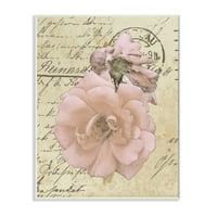 Меки розови цветя на Реколта Пощенски писмо в рамка живопис изкуство печат