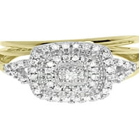 10k дамски жълто злато клъстер диамантен булчински годежен пръстен комплект