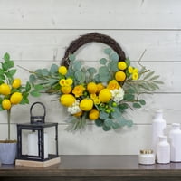 Нортлайт лимони и цветя изкуствен цветен пролетен венец Жълт