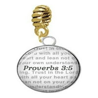 Silvertone Domed Proverbs 3: - Goldtone Charm Bead