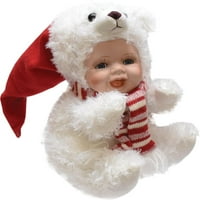 8.5 порцелан бебе в костюм на полярна мечка с Санта шапка колекционерска коледна кукла